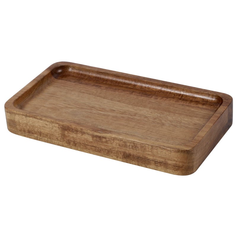 Janxin Vanity Tray  Bathroom Tray  Soap Dispenser Tray for Bathroom  Kitchen and Home Decor(Acacia-Small) - Image 1
